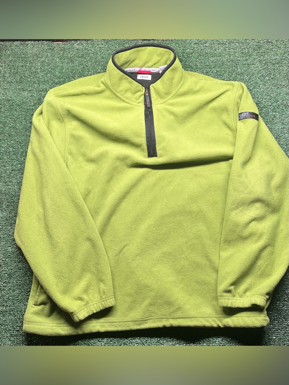 Izod Lime Green Fleece Quarter-Zip Pullover with Black Trim
